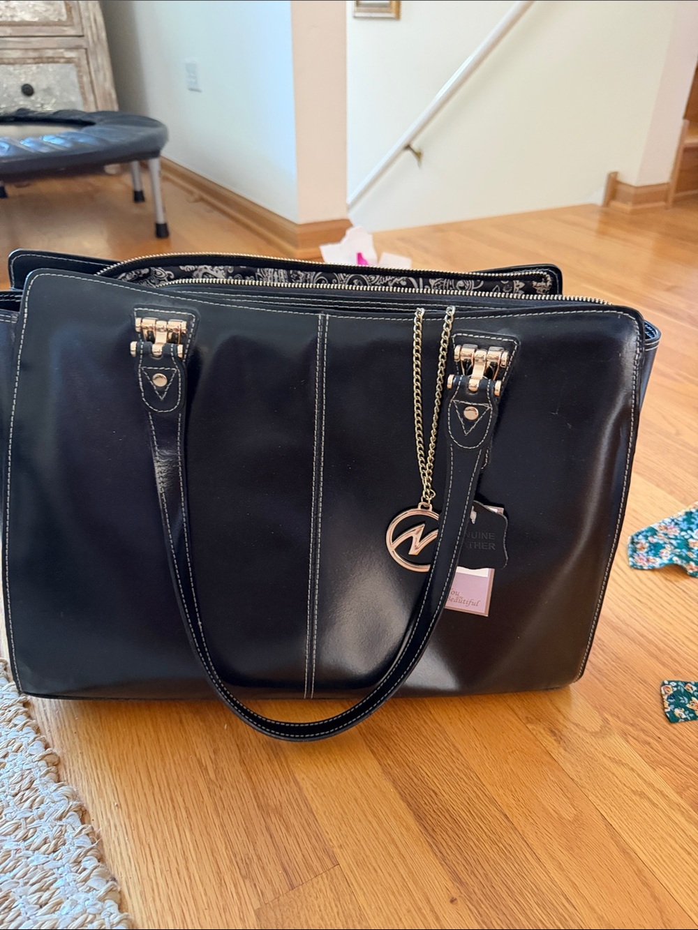 Black Chic Tote Bag with Gold Accent
